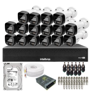 Imagem de Kit 16 Câmeras Intelbras 1120b Full Color, Dvr 16ch Mhdx 1016c  Hd 2tb