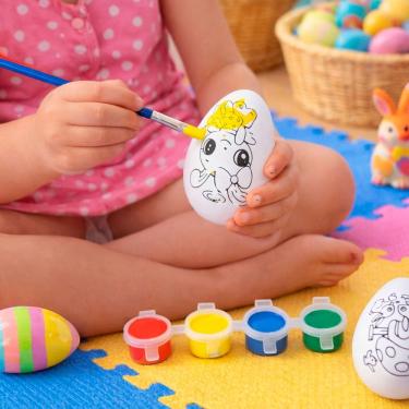 Imagem de Ovos Coelhos Páscoa Para Colorir Pintar Com Pincel Kit 52pçs