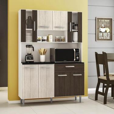 Imagem de Armario Cozinha 8 Portas e 1 Gaveta Gabi - Poliman, Branco/Rovere/Amen