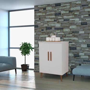 Imagem de Balcão Aparador Buffet Retrô Bogotá Com 2 Portas Branco