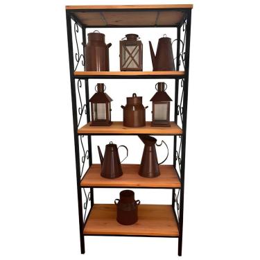 Imagem de Estante Grande 5 Prateleiras Ferro E Madeira Estilo Industrial