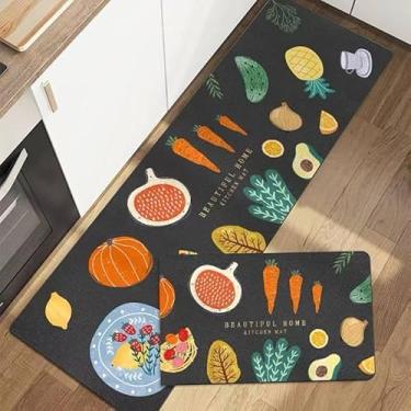 Imagem de Tapete Antiderrapante para Cozinha – Jogo com 2 Peças, Absorvente, Secagem Rápida, Base Antideslizante(Foto Q,Jogo com 4 peças)
