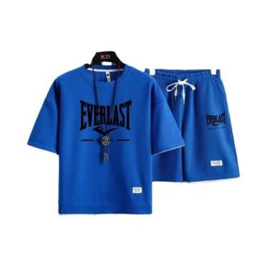 Imagem de Conjunto De Camiseta De Gola Redonda E Calções De Secagem Rápida Para 