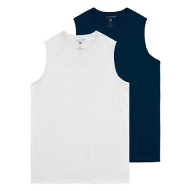 Imagem de Kit com 2 Camisetas Masculina Regata Malwee 1000004421 Azul Marinho-Masculino