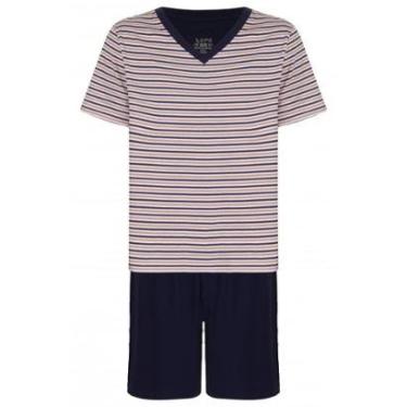 Imagem de Pijama Curto Lupo Masculino Adulto Listrado Algodão-Masculino