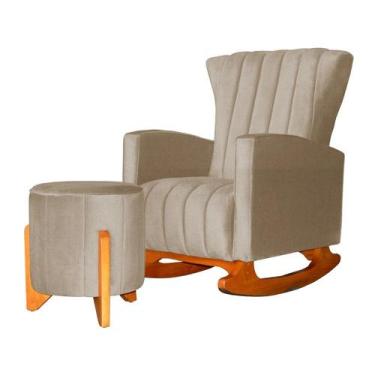 Imagem de Poltrona Com Balanço E Puff Melinda Suede Capuccino Ms Decor - Não Inf
