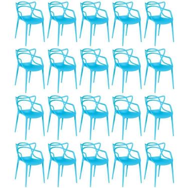 Imagem de Kit 20 Cadeiras De Jantar Allegra Design Empilhável - Azul