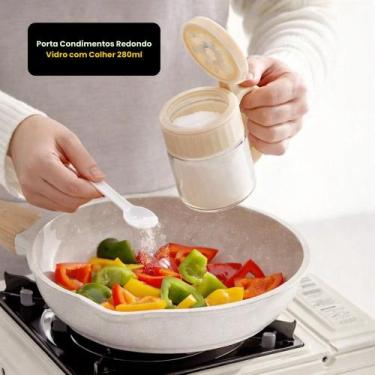 Imagem de Porta Condimentos de Vidro Redondo com Colher (280ml) - TOP RIO
