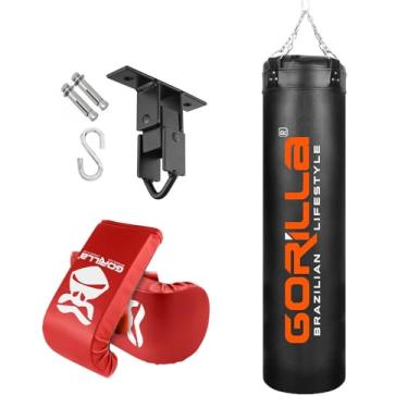 Imagem de Kit Luta - Saco de Pancada 180cm + Luvas Bate Saco - Muay Thai + Suporte Saco Boxe - Suporte de Teto Chumbador Parabolt - Gorilla