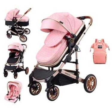 Imagem de Carrinho de Bebê Moisés com Bebê conforto Europeu - vasco, Rosa