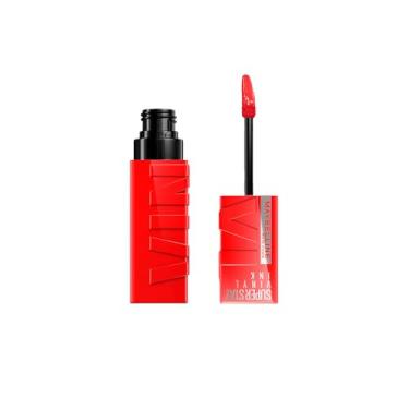 Imagem de Maybelline NY SuperStay Vinyl Ink Batom Líquido, Longa Duração, Acabamento Vinil Espelhado e Efeito Gloss, Brilho Instantâneo, Conforto para os Lábios, Fórmula Vegana, Cor Red-Hot 4,2ml