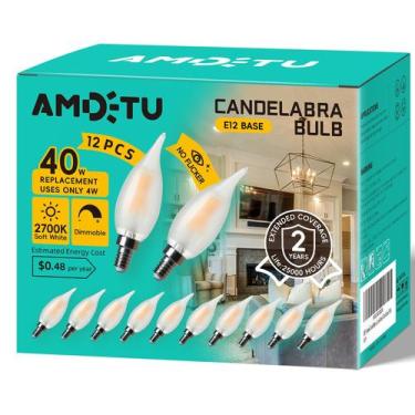Imagem de Lâmpada LED AMDTU E12 Tipo C, equivalente a 40 W, 2700 K, 400 lm, paco