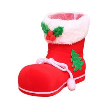 Imagem de Meias De Natal Vermelhas Em Formato De Bota, Sacolas De Presente De Fi