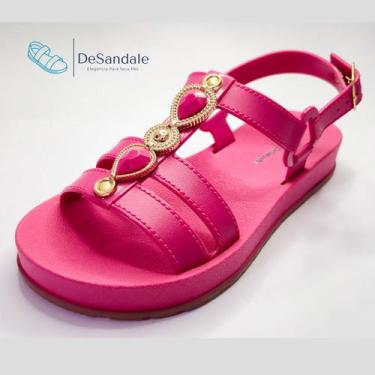 Imagem de Sandália Papete Feminina com acessório - Desandale, Pink, 33/34