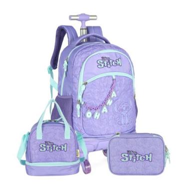 Imagem de Mochila de Rodas Stitch Disney Ohana Lancheira Estojo Box - Luxcel
