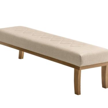 Imagem de Puff Retangular em Linho 140cm para Sala de Estar Theo Bege/Mel