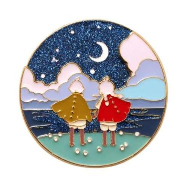 Imagem de Broche Rotativo De Bússola De Cores Esmaltado, Distintivo De Roda De C