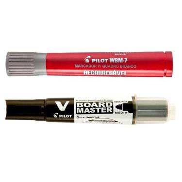 Imagem de Pincel para Quadro Branco Recarregável WBM7 Vermelho e Board Master Preto - Pilot