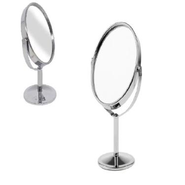 Imagem de Espelho de Mesa Oval Giratório Dupla Face Aumento Zoom P - Bm36