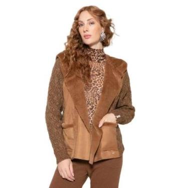 Imagem de Casaco Feminino Biamar Pele Fake Capuz Cinza-Feminino