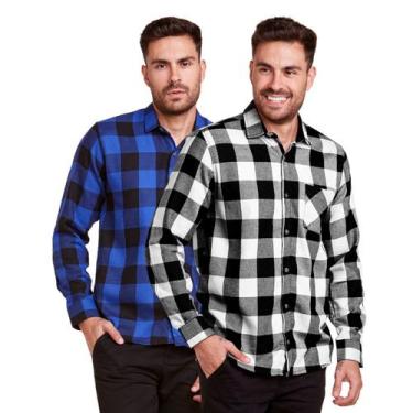 Imagem de Kit 2 Camisas Xadrez Masculino Flanelado Manga Longa - Daze Modas, Pre