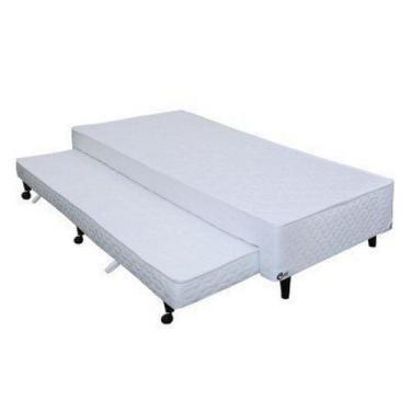 Imagem de Cama Box Castor Poli Solteiro Branco C- Colchão Auxiliar 96x203x27cm -