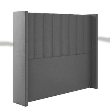 Imagem de Cabeceira Estofada Turquesa Casal Corino 150x155x12 cm Preto Sonhar Estofados