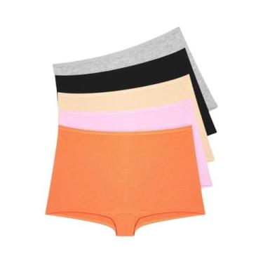 Imagem de Shorts Boxer Femininos De Algodão Sem Costura De Cintura Alta, Pacote 