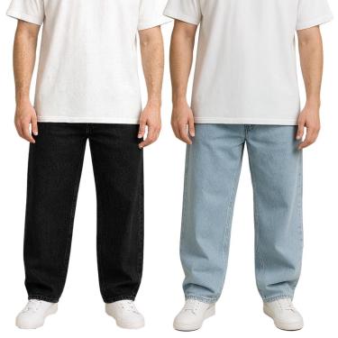 Imagem de Kit 2 Calças Jeans Masculina Baggy Reta Relaxada com Bolsos Streetwear-Masculino