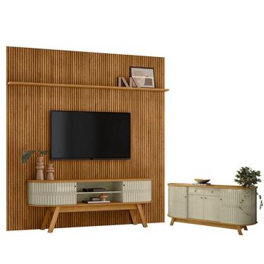 Imagem de Estante Home Theater Com Bancada Suspensa New Laguna Com Aparador Para Sala Buffet Môna...
