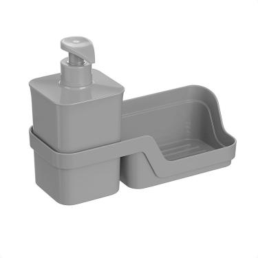 Imagem de Conjunto Dispenser Porta Detergente Suporte com Dispenser de Detergente Nitron Organização da Pia em Plástico PP Cozinha