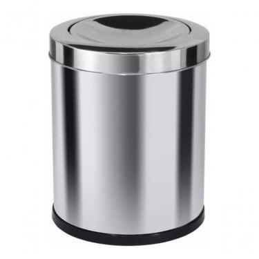 Imagem de Cesto de Lixo Home 13L em Aço Inox com Tampa Basculante para Cozinha e Banheiro Inox