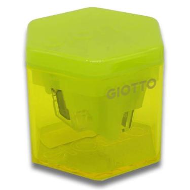 Imagem de Apontador Giotto Universal 3 Furos Octagonal com Lâmina em Aço Temperado e Depósito para Resíduos Amarelo