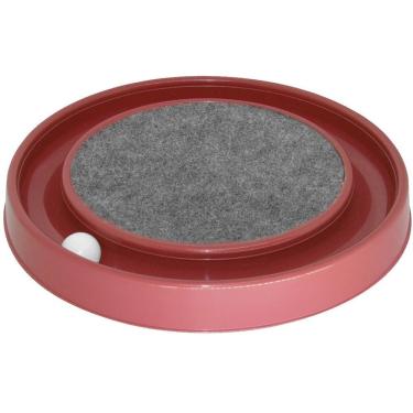 Imagem de Arranhador para Gatos OEM Redondo Relax com Bolinha Miau em Polipropileno e Carpete Vermelho 35 e 5cm 1 Unidade