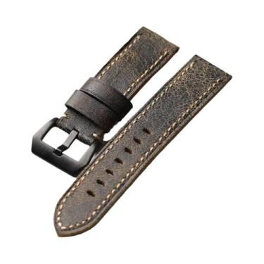 Imagem de Pulseira De Relógio Em Couro Marrom Feita À Mão, Macia E Retro, Para H