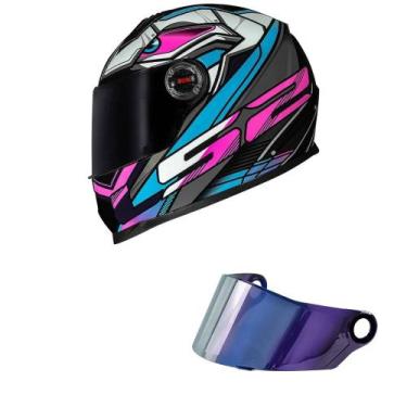 Imagem de Capacete LS2 FF358 Xdron Azul Cyan Mais Viseira Camaleão, 60