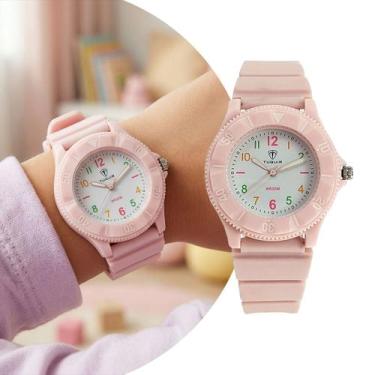 Imagem de Relógio Analógico Infantil Feminino Rosa com Caixa de Polímero e Pulse