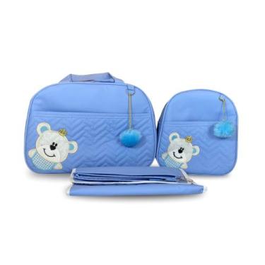 Imagem de Kit Bolsa Maternidade 2 Peças Grande Impermeável + Mochila + Trocador 