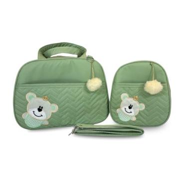 Imagem de Kit Bolsa Maternidade 2 Peças Grande Impermeável + Mochila + Trocador 