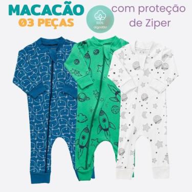 Imagem de Kit 03 Macacões Manga Longa Algodão Menino/Menina - Sonho e Baby, Sort