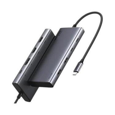 Imagem de Hub USB-C Triplo Com Display 10Gbps, Adaptador HDMI 4K, Dock 8-em-1 Pa