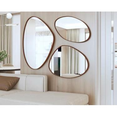 Imagem de Kit 3 Peças Espelho Orgânicos Decorativos Com Moldura Alamanda - JM3 M