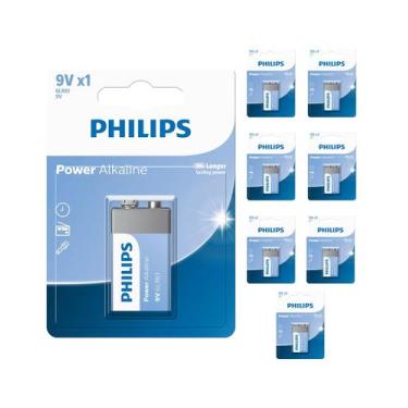 Imagem de 8 Pilha Bateria 9 Volts Alcalina Philips 6LR61