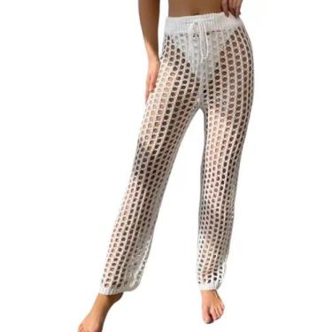 Imagem de E0803-Calça Pantalona Sexy Tricô Crochê Saída Praia Amarra M41 - Xumi,