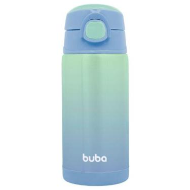 Imagem de Garrafa Copo Infantil Térmico Parede Dupla com Canudo Buba Azul 400ml