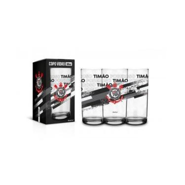 Imagem de Copo vidro 300ml times - corinthians ref:14567 - Brasfoot