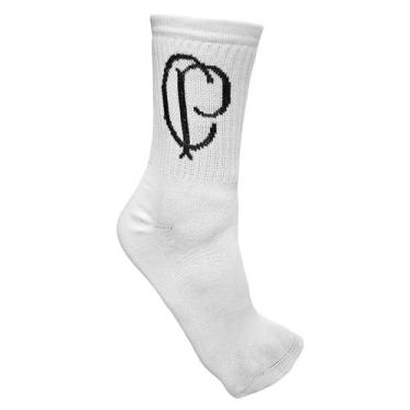 Imagem de Meia Corinthians Branca Masculino Cano Medio Original Estilo, Branco, 