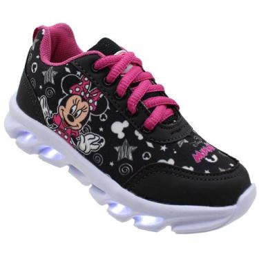 Imagem de Tênis Infantil Led Meninas Feminino Kid Star Minnie Luzinha, Preto, 31