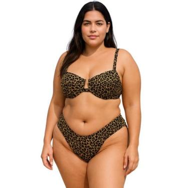 Imagem de Biquíni Feminino Plus Size Aro Sem Bojo Cacinha Bombom Fio Duplo Onça 