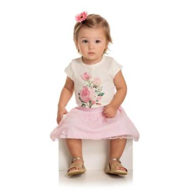 Imagem de Conjunto Bebê Menina Verão Rosas, 2 peças - Quebra cabeça, G